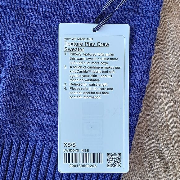 NWT LULULEMON TEXTURE PLAY CREW SWEATER XS-S - Picture 5 of 5